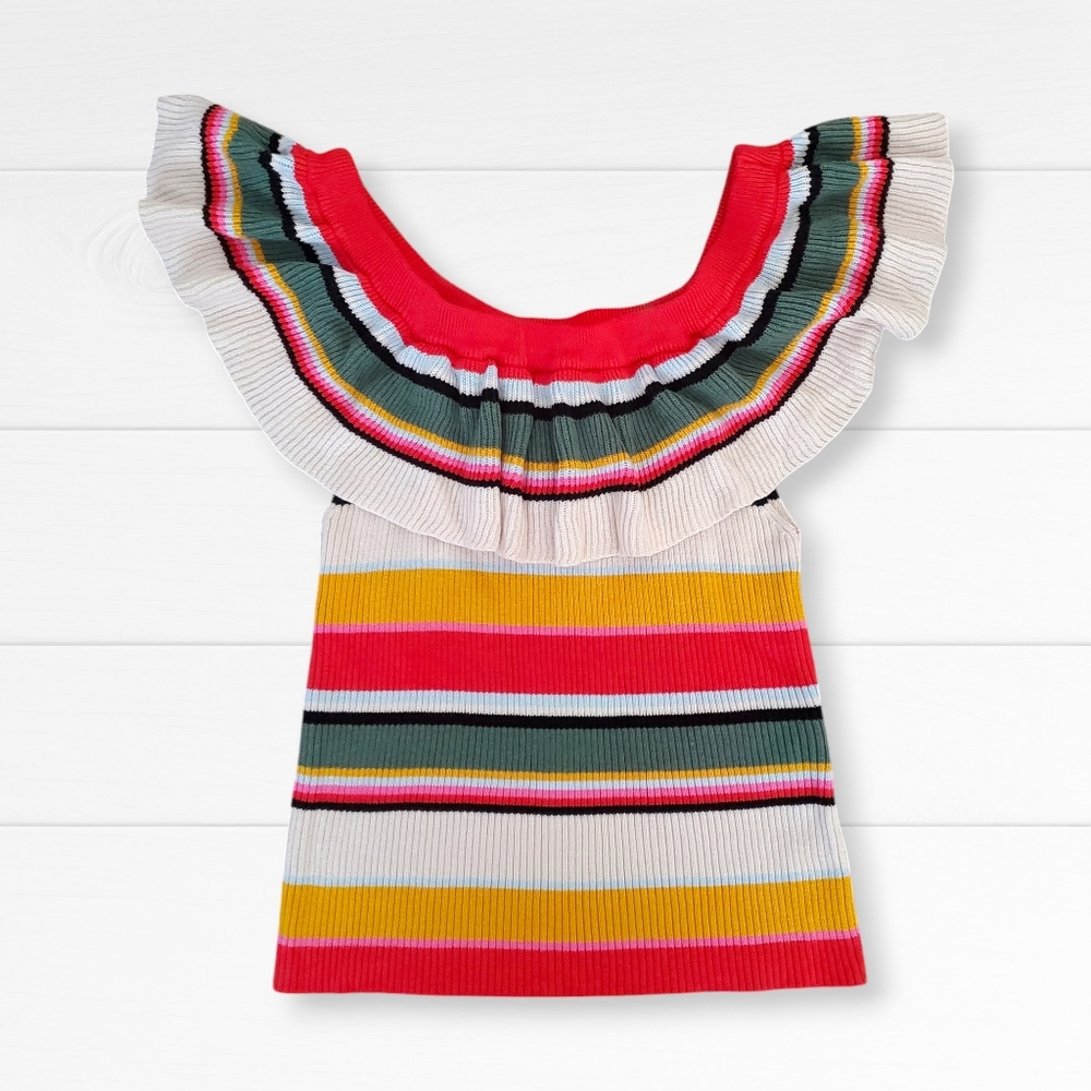 Billabong Take A Trip off-the-shoulder striped knit top, size M juniors